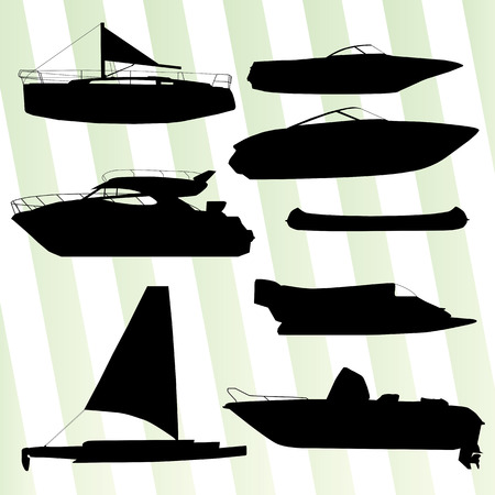 Yachts, boast silhouettes set vector background for posterのイラスト素材