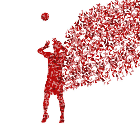 Men volleyball player silhouette vector background concept made of fragmentsのイラスト素材
