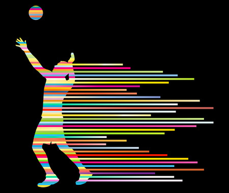 Volleyball player vector silhouette background concept made of stripesのイラスト素材