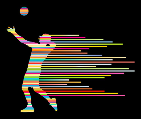 Volleyball player vector silhouette background concept made of stripesのイラスト素材