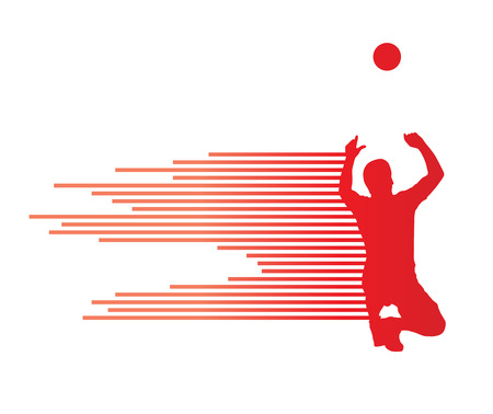 Volleyball player vector silhouette background concept made of stripesのイラスト素材