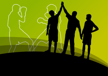 Boxing active young men box sport silhouettes abstract background illustration vectorのイラスト素材