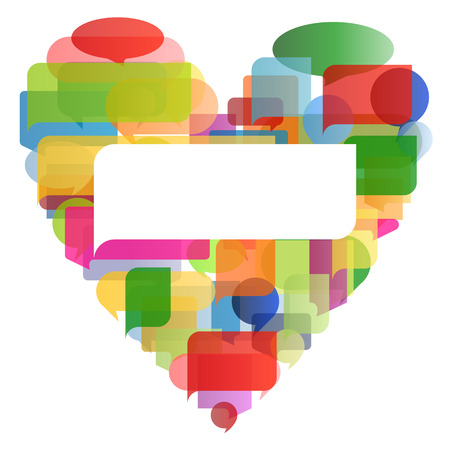 Colorful speech bubbles and balloons cloud illustration background vector conceptのイラスト素材