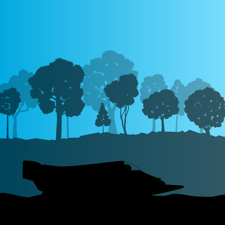 Powerboat vector background landscape for posterのイラスト素材