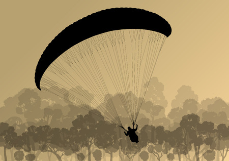 Paragliding active sport background landscape concept vector for posterのイラスト素材