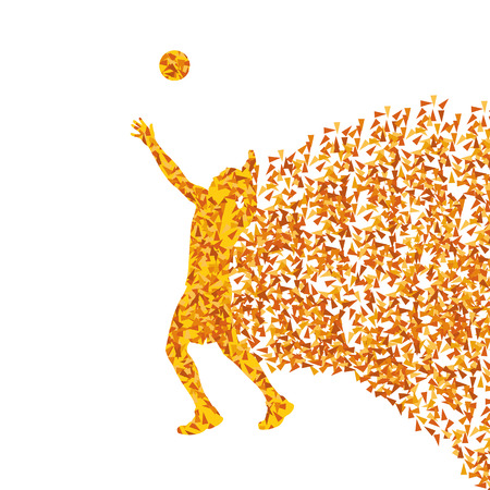 Men volleyball player silhouette vector background concept made of fragmentsのイラスト素材