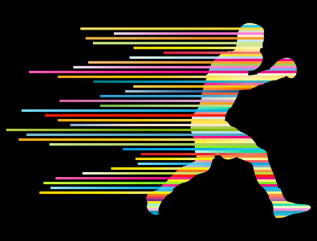 Boxing active young men sport silhouettes abstract background illustration vector concept made of stripesのイラスト素材