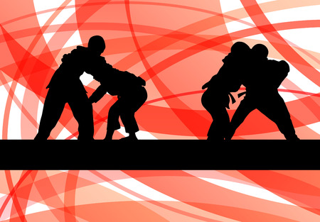 Judo fight boy vector background concept for posterのイラスト素材