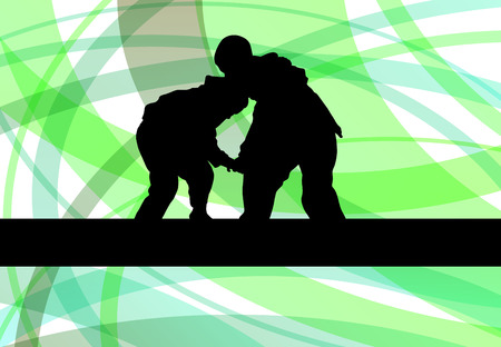 Judo fight boy vector background concept for posterのイラスト素材