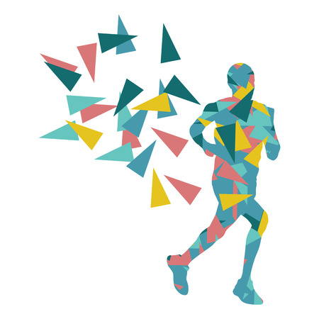 Marathon runner abstract vector background concept made of fragments for posterのイラスト素材
