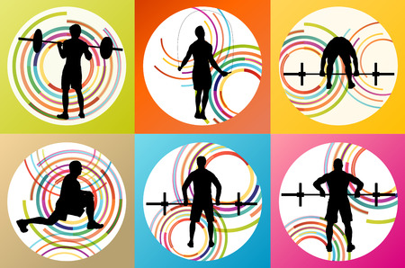 Crossfit training with weights vector background concept for posterのイラスト素材