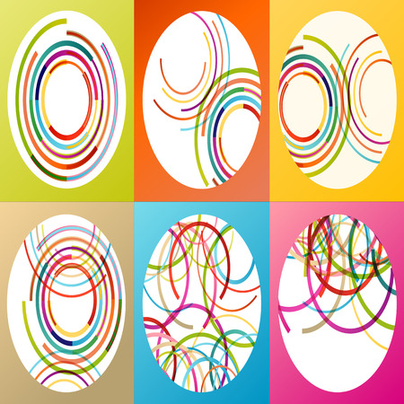 Easter egg fresh spring color line abstract background set illustration vectorのイラスト素材