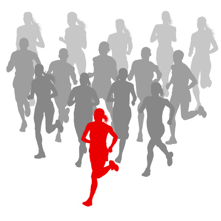 Winner finish vector background and group of runners concept for posterのイラスト素材