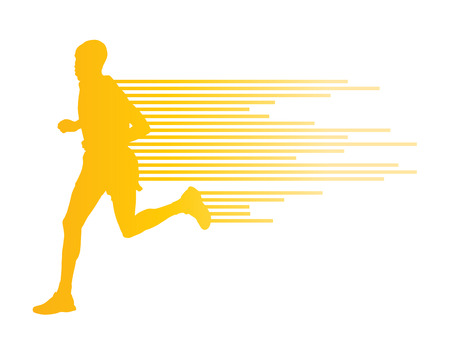 Man runner silhouette vector background template concept made of stripesのイラスト素材