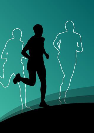 Active runner sport athletics running silhouettes illustration background vectorのイラスト素材