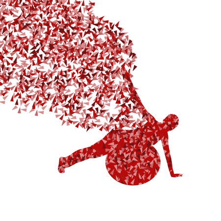 Woman exercising fitness ball vector background concept for posterのイラスト素材
