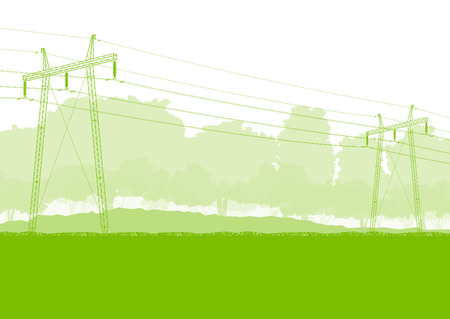 High voltage power transmission tower line green ecology energy conceptのイラスト素材