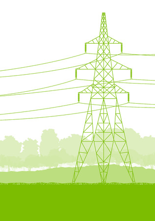 High voltage power transmission tower line green ecology energy conceptのイラスト素材