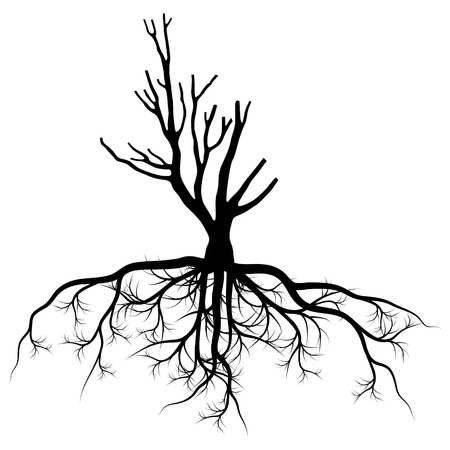 Tree with roots background vector pollution concept for posterのイラスト素材