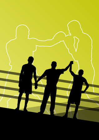 Boxing active young men box sport silhouettes abstract background illustration vectorのイラスト素材
