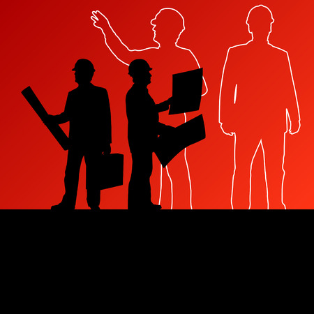Men engineers miners and construction workers in helmets work line crowd unemployment concept vector background illustrationのイラスト素材