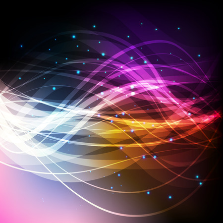 Neon abstract lines design on dark background vectorのイラスト素材