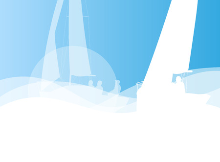 Sailing yacht race vector background transportation competition concept in light blue and white colorsのイラスト素材
