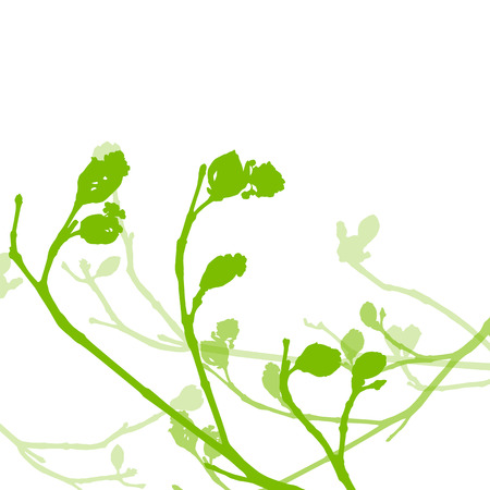 Spring buds, gentle leaves and branches vector background ecology green fresh conceptのイラスト素材
