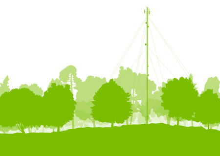 Antenna transmission communication tower vector background green network conceptのイラスト素材