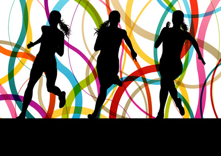 Running fitness women sprinting and training for marathon for posterのイラスト素材