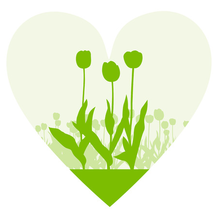 Tulips spring seasonal flower garden ecology concept detailed illustration background vectorのイラスト素材