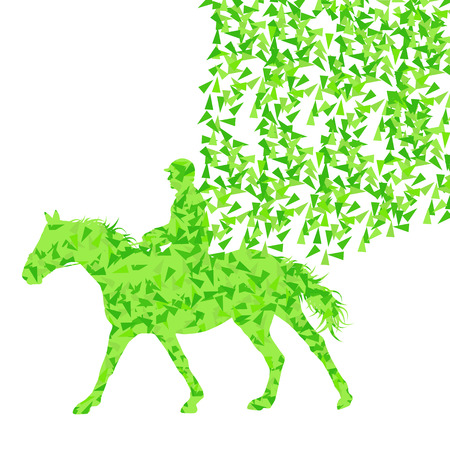 Horseback riding equestrian sport show with horse and rider vector background abstract concept made of fragmentsのイラスト素材