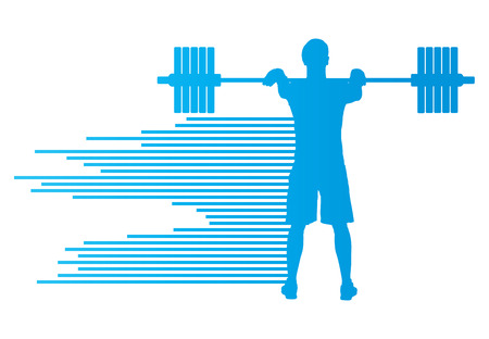 Weight lifting man abstract vector background concept made of stripesのイラスト素材