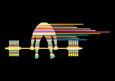 Weight lifting man abstract vector background concept made of stripesのイラスト素材