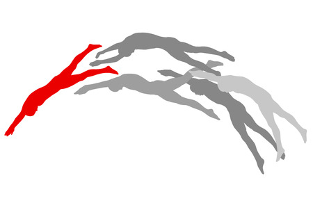 Athlete man swimmer jumping vector background concept made of stripesのイラスト素材