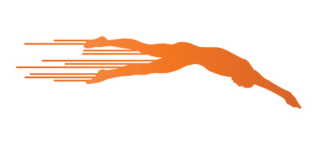 Athlete man swimmer jumping vector background concept made of stripesのイラスト素材