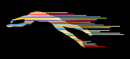 Athlete man swimmer jumping vector background concept made of stripesのイラスト素材