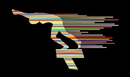 Swimmer position for jump on starting block vector background concept made of stripesのイラスト素材