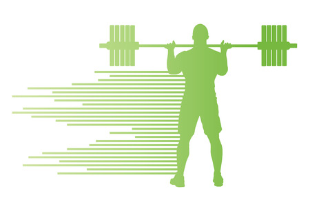 Weight lifting man abstract vector background concept made of stripesのイラスト素材