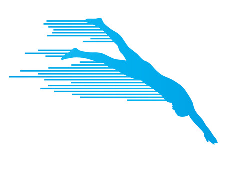 Athlete man swimmer jumping vector background concept made of stripesのイラスト素材