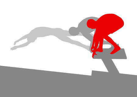 Swimmer position for jump on starting block vector background concept made of stripesのイラスト素材