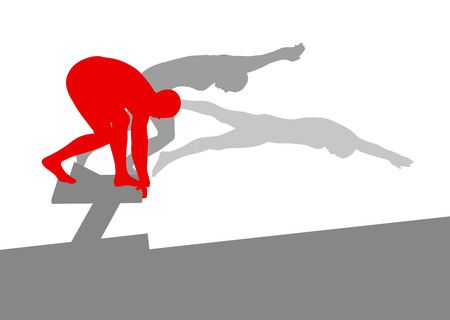 Swimmer position for jump on starting block vector background concept made of stripesのイラスト素材