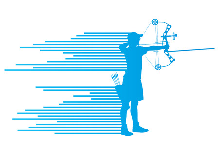 Archer man bending bow vector background concept made of stripesのイラスト素材