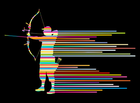 Archer man bending bow vector background concept made of stripesのイラスト素材