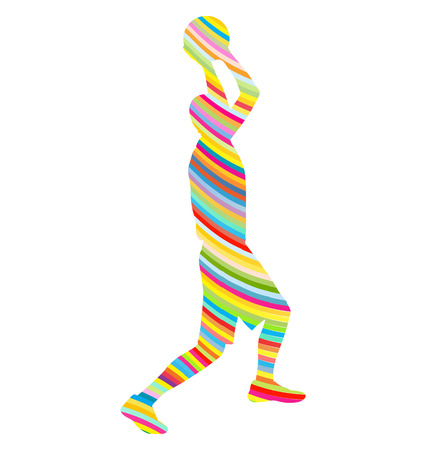 Abstract basketball player vector background concept made of stripesのイラスト素材