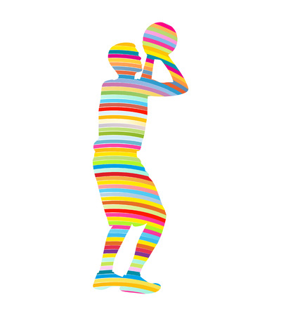 Abstract basketball player vector background concept made of stripesのイラスト素材