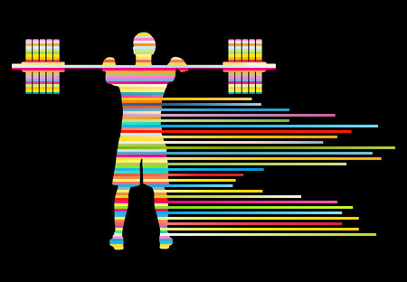 Weight lifting man abstract vector background concept made of stripesのイラスト素材