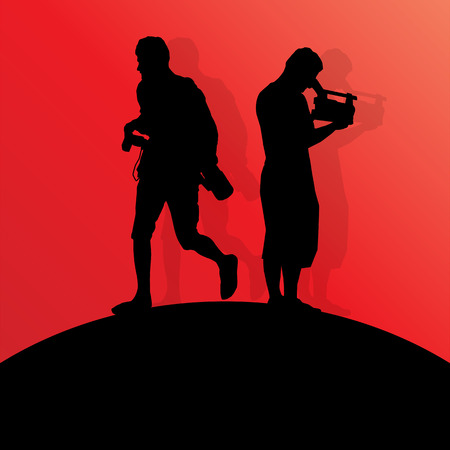 Cameraman silhouette vector backgroundのイラスト素材