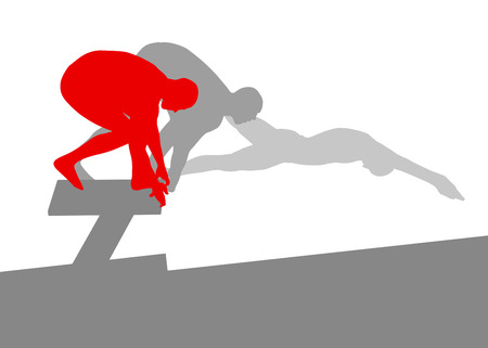 Swimmer position for jump on starting block vector background concept made of stripesのイラスト素材