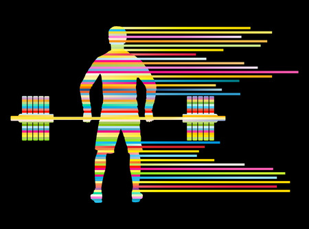 Weight lifting man abstract vector background concept made of stripesのイラスト素材